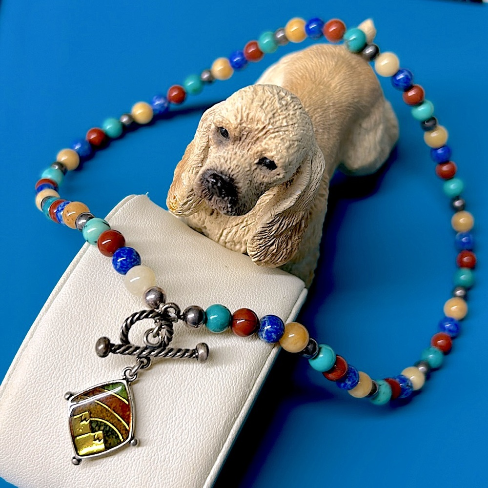 Caroline Pollack Multi-Gemstone Beaded Toggle Nec… - image 1